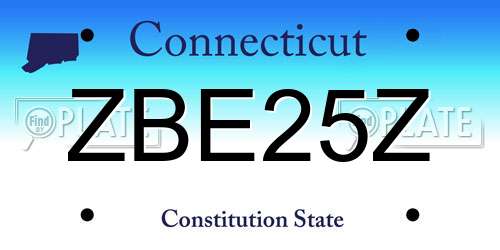 ZBE25Z Connecticut License Plate