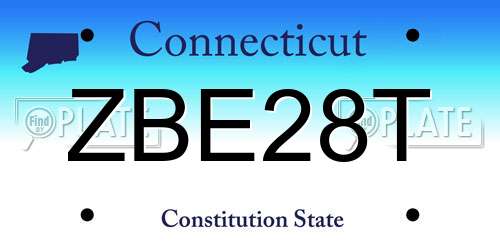 ZBE28T Connecticut License Plate