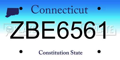 ZBE6561 Connecticut License Plate