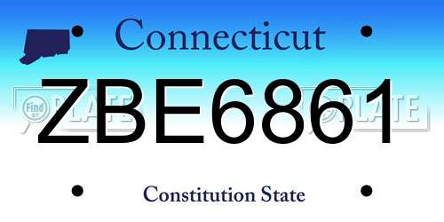 ZBE6861 Connecticut License Plate