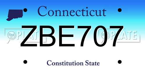 ZBE707 Connecticut License Plate