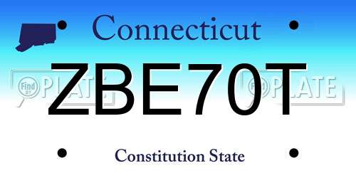 ZBE70T Connecticut License Plate