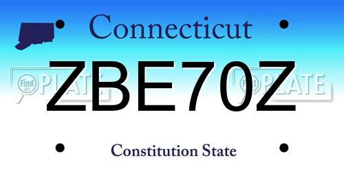ZBE70Z Connecticut License Plate