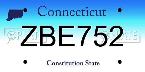 ZBE752 Connecticut License Plate