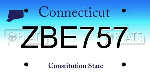 ZBE757 Connecticut License Plate