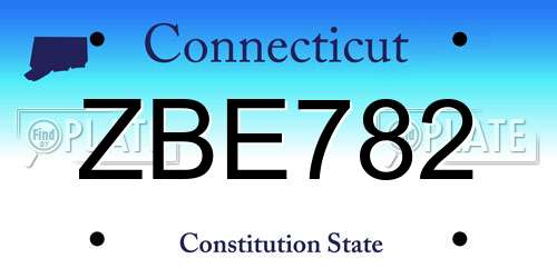 ZBE782 Connecticut License Plate