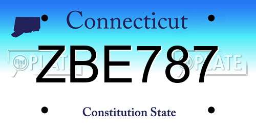 ZBE787 Connecticut License Plate