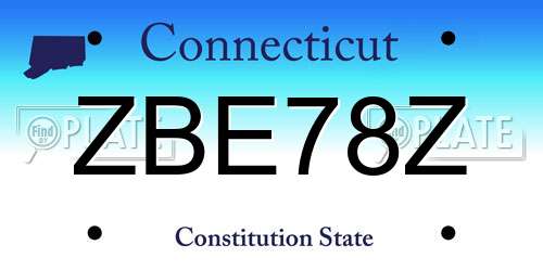 ZBE78Z Connecticut License Plate