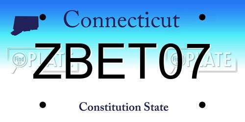 ZBET07 Connecticut License Plate