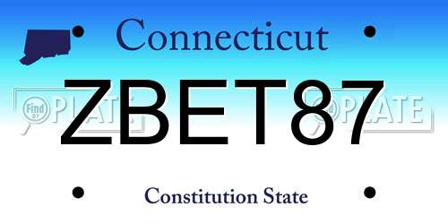 ZBET87 Connecticut License Plate