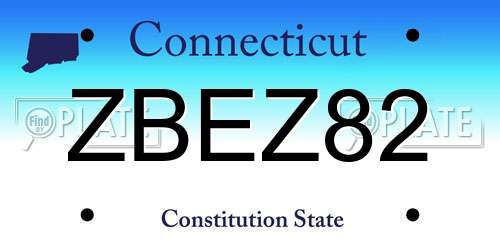 ZBEZ82 Connecticut License Plate