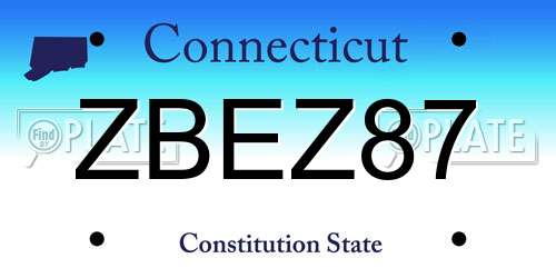ZBEZ87 Connecticut License Plate