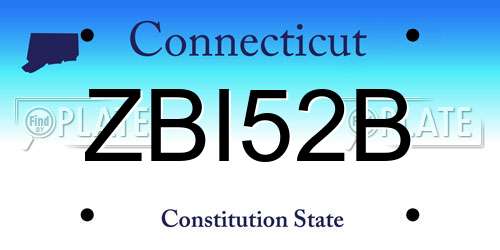 ZBI52B Connecticut License Plate
