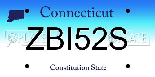 ZBI52S Connecticut License Plate
