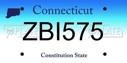 ZBI575 Connecticut License Plate