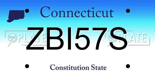ZBI57S Connecticut License Plate