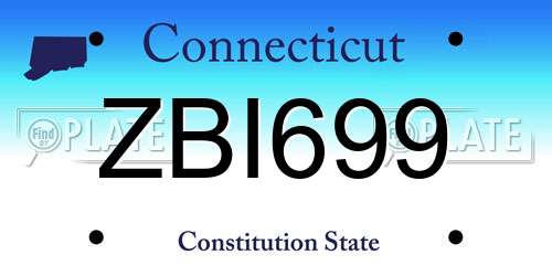 ZBI699 Connecticut License Plate