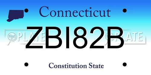 ZBI82B Connecticut License Plate