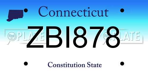 ZBI878 Connecticut License Plate