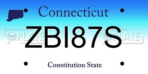 ZBI87S Connecticut License Plate