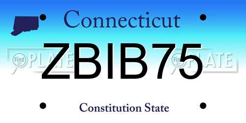 ZBIB75 Connecticut License Plate