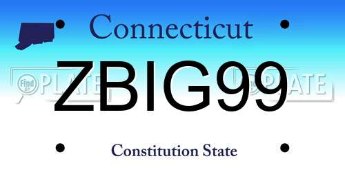 ZBIG99 Connecticut License Plate