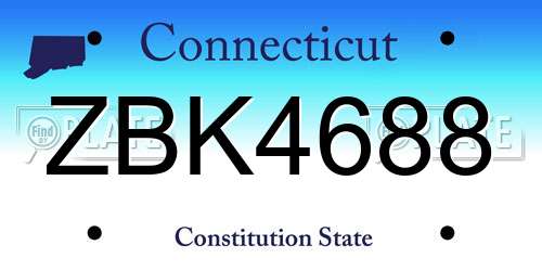 ZBK4688 Connecticut License Plate