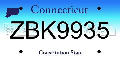 ZBK9935 Connecticut License Plate