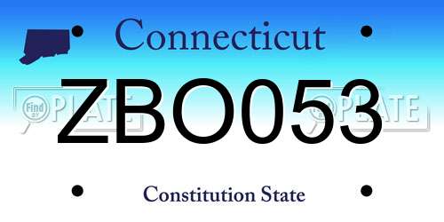 ZBO053 Connecticut License Plate