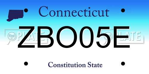 ZBO05E Connecticut License Plate