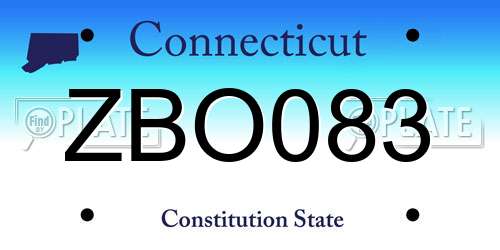ZBO083 Connecticut License Plate