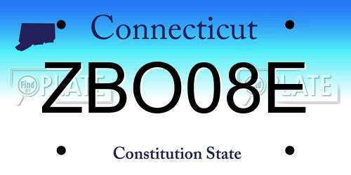 ZBO08E Connecticut License Plate