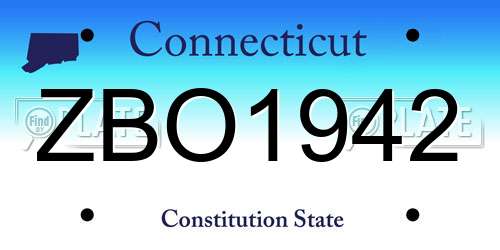 ZBO1942 Connecticut License Plate