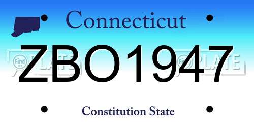 ZBO1947 Connecticut License Plate