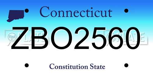 ZBO2560 Connecticut License Plate