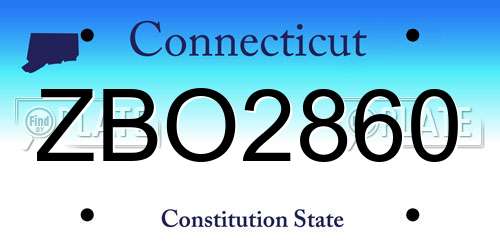 ZBO2860 Connecticut License Plate