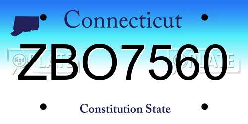 ZBO7560 Connecticut License Plate