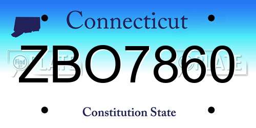 ZBO7860 Connecticut License Plate