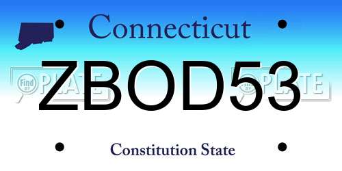 ZBOD53 Connecticut License Plate