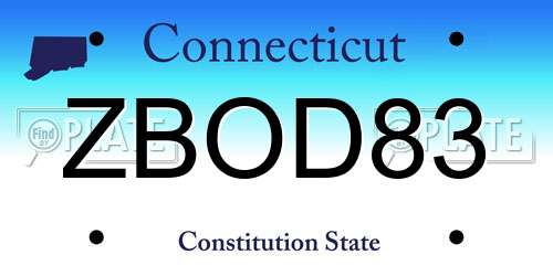 ZBOD83 Connecticut License Plate