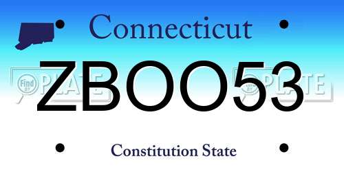 ZBOO53 Connecticut License Plate