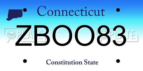 ZBOO83 Connecticut License Plate