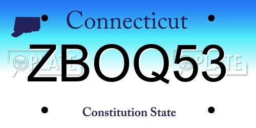 ZBOQ53 Connecticut License Plate