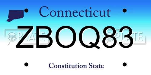 ZBOQ83 Connecticut License Plate