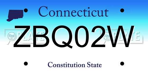 ZBQ02W Connecticut License Plate