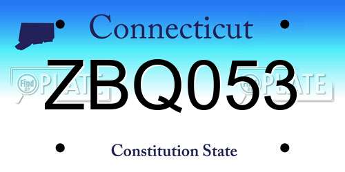 ZBQ053 Connecticut License Plate