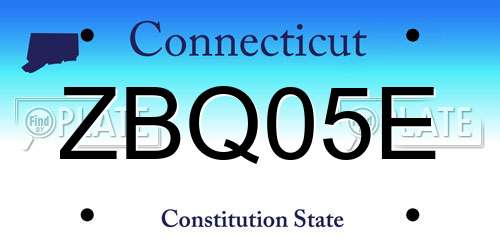 ZBQ05E Connecticut License Plate