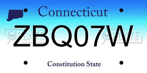 ZBQ07W Connecticut License Plate