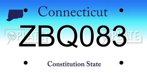 ZBQ083 Connecticut License Plate