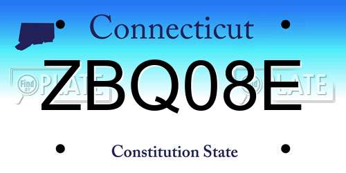 ZBQ08E Connecticut License Plate